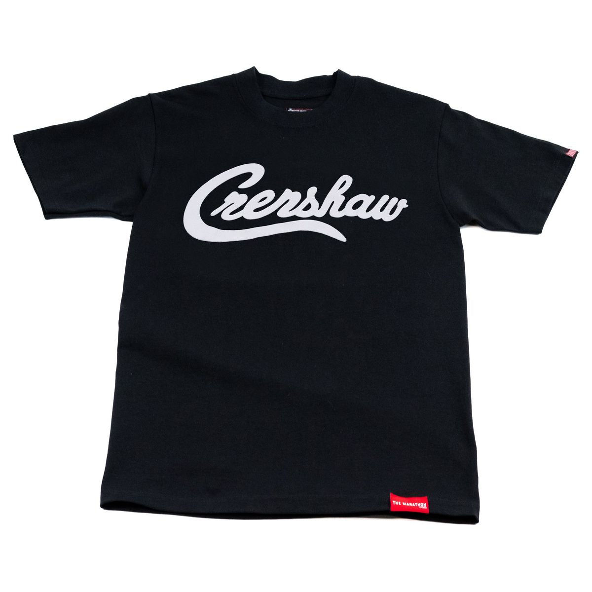 A long-sleeved black and grey limited edition Crenshaw tee with high definition screen print and TMC flag on sleeve