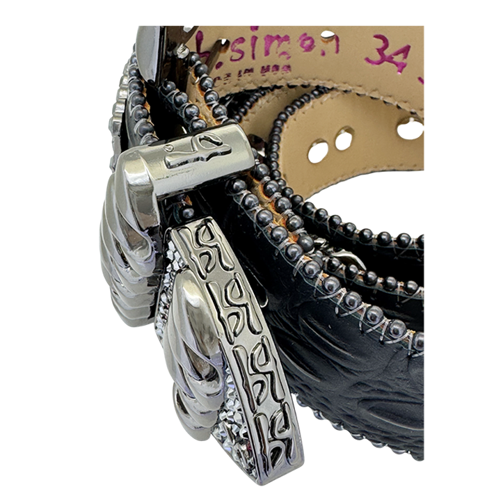 BB Simon Curb Chain 360 Belt in Black/Black with Jet Hematite detailing