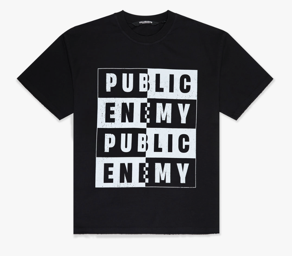 A black Valabasas People's Enemy T-shirt featuring the product code VLBS-VT4-1028, with a simple design suitable for casual wear