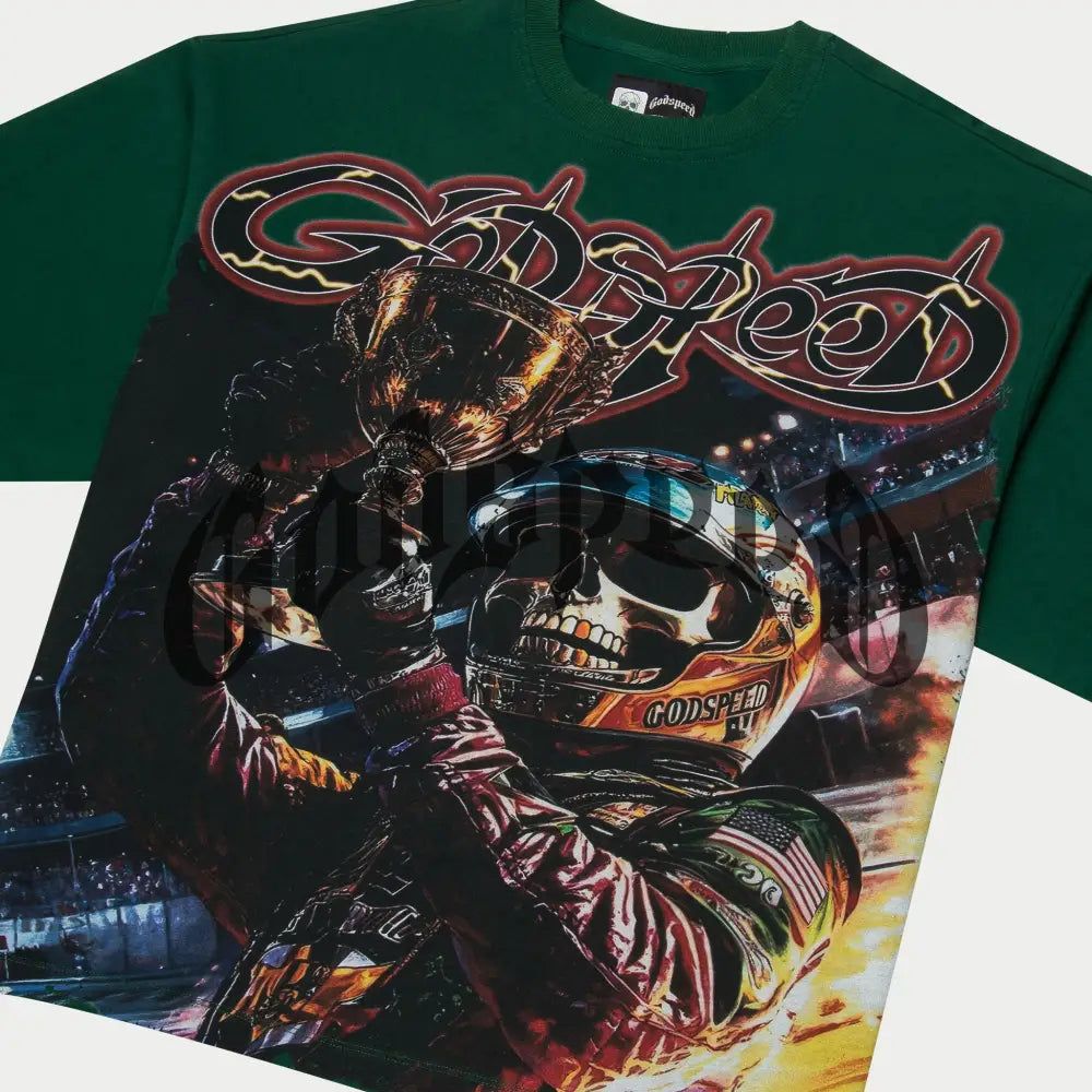 Limited edition green T-Shirt with digital artwork, oversized fit, crafted from 10oz washed fabric, only 555 units produced