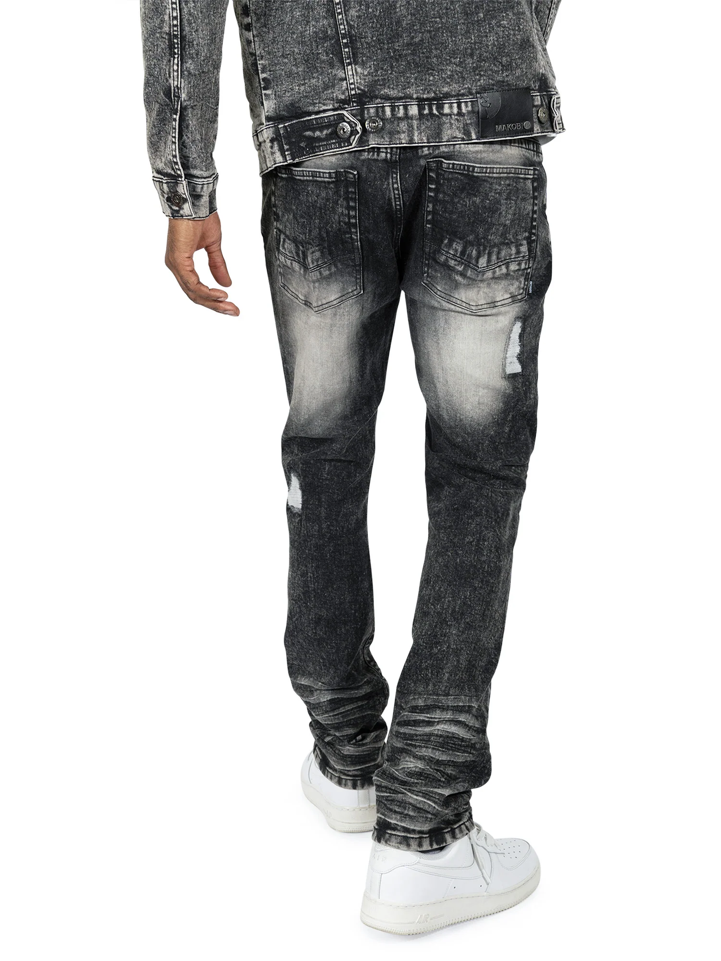 Makobi Moreli Black Wash Denim Jeans showcasing a classic fit and stylish design