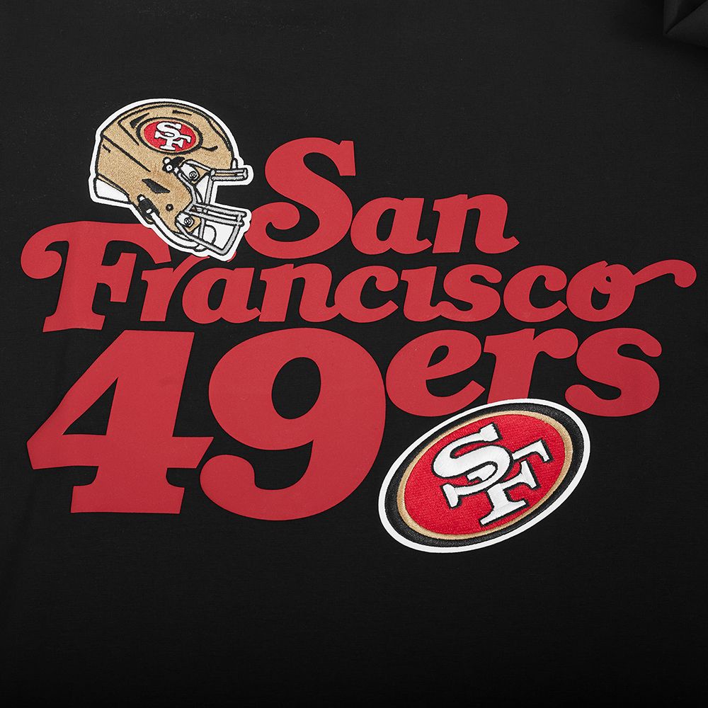 Pro Standard men's black short sleeve 49ers souvenir tee with authentic team branding and design details