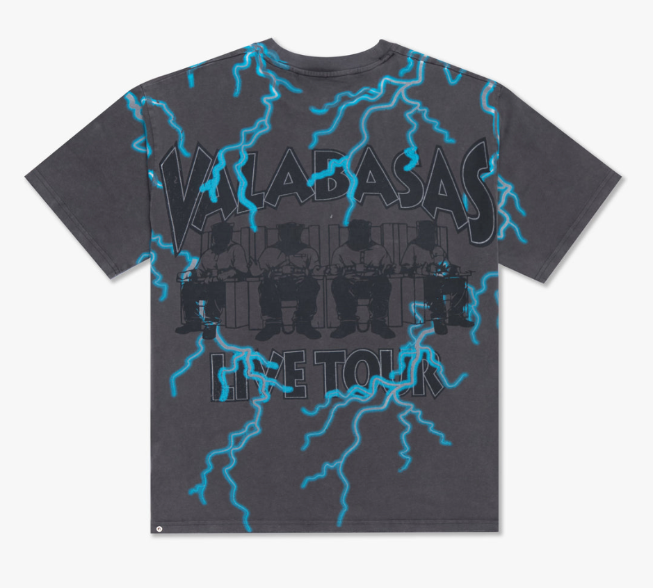 A grey Valabasas Light On T-shirt featuring minimalistic design with product code VLBS-VT4-1027