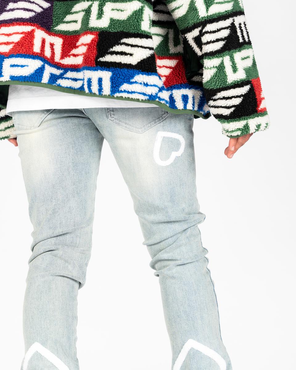 High-quality PHEELINGS Luminous Love Light Blue Flare Stack Denim jeans with durable construction and light blue color