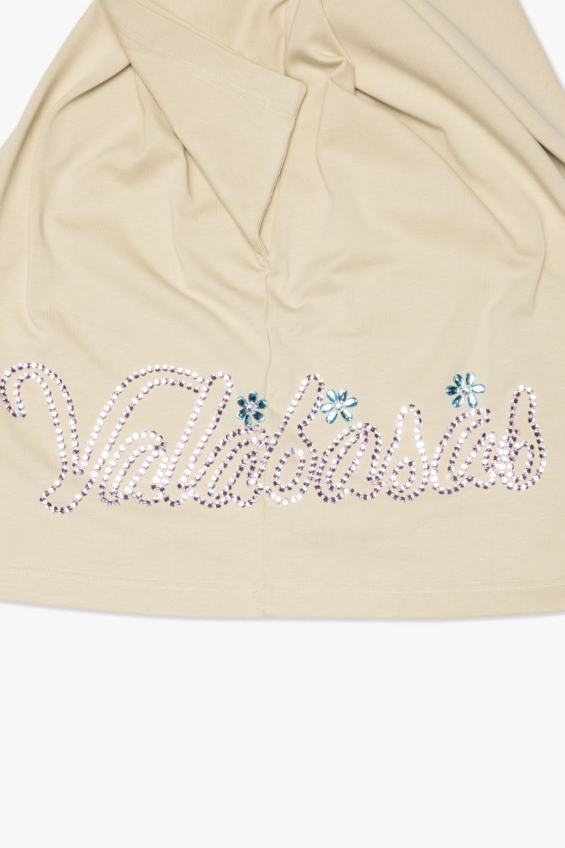 Front view of the Valabasas Gem Cream Tee highlighting the clean neckline and comfortable fit