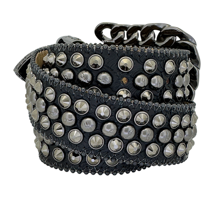 BB Simon Curb Chain Safa 2 Belt - Jet Hem (W25-JetHem-BF) - Stylish black belt with chain design