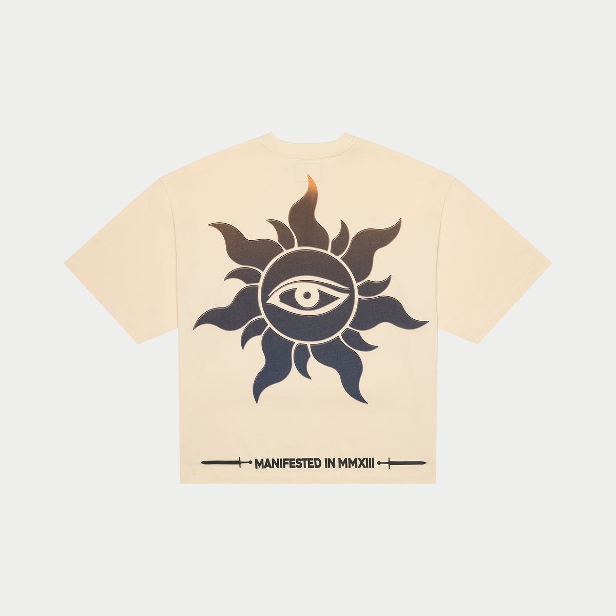 Bone-colored Godspeed Purple City T-Shirt featuring a striking art design and crown stones