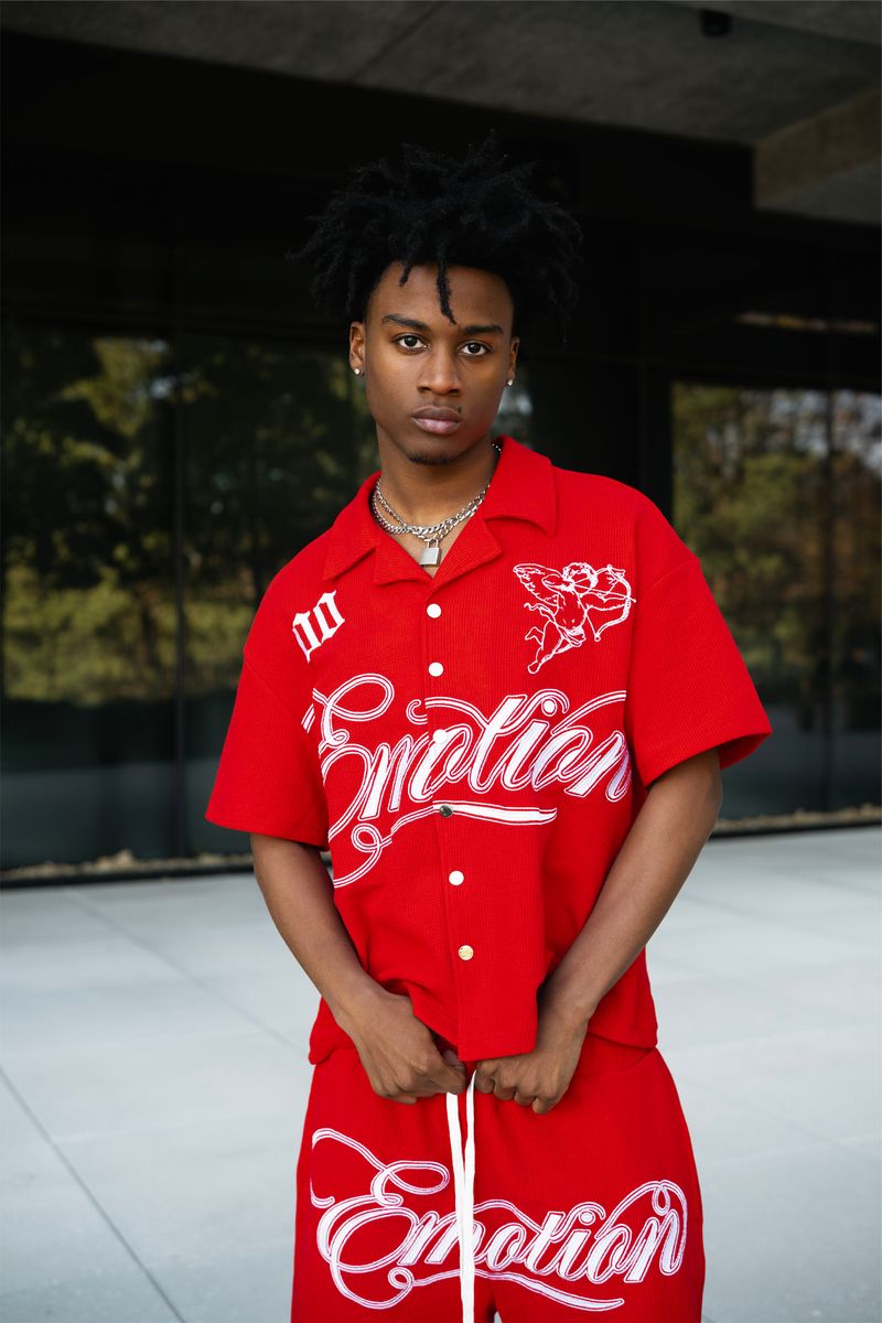 Stylish and sophisticated red button up shirt by Mixed Emotion Signature with a tailored fit and classic design