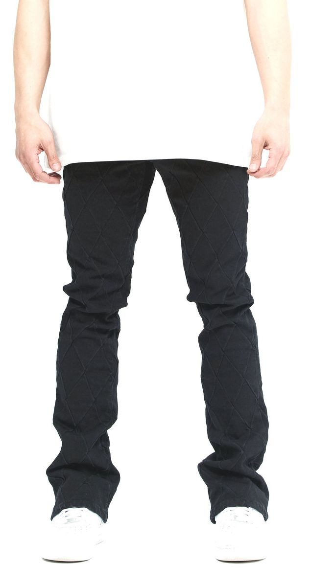Valabasas Tire Jet Black Stacked Denim Jeans side view with pocket detail