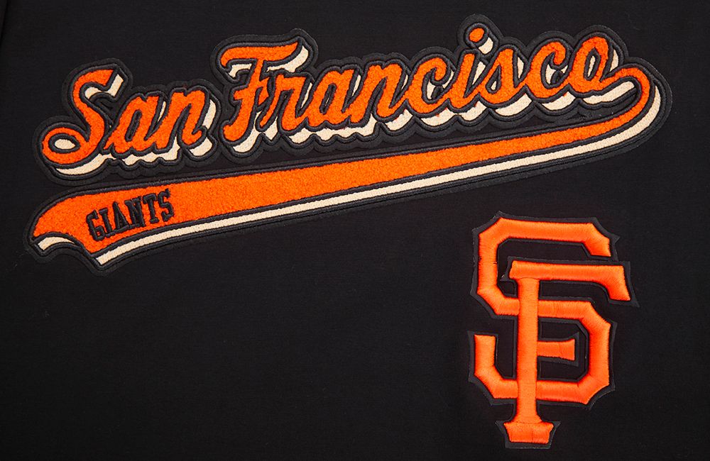 San Francisco Giants black top for men with prominent script branding and tail hem detail by Pro Standard