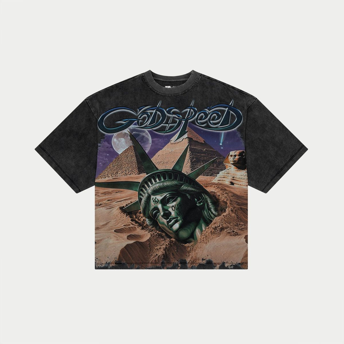 Limited edition Godspeed Mother Cairo T-Shirt in Grey Wash with 10oz mid-weight fabric and unique numbered design