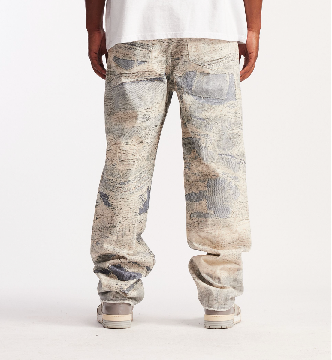 Side view of the EMBSP25-118 denim jeans showcasing the slim fit
