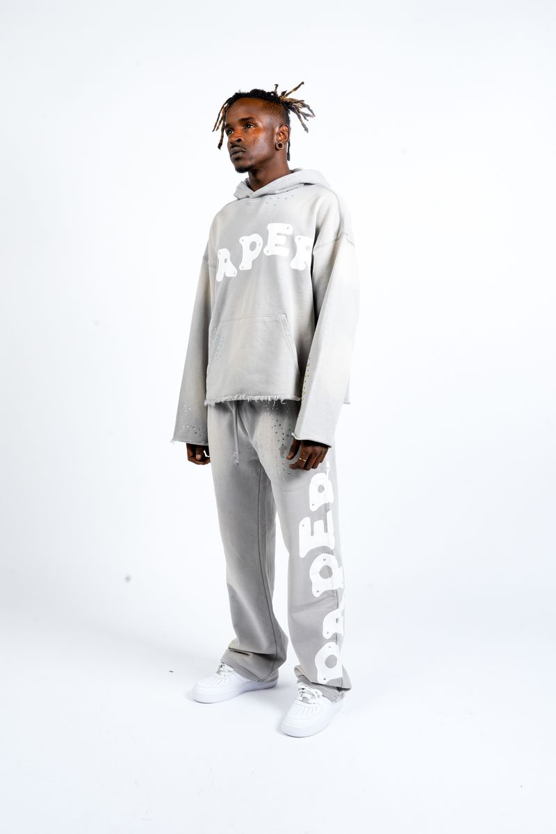 Paper Money "Paper" Rhinestone Grey Pullover Hoodie