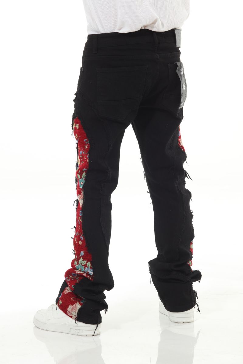 Stylo Tapestry Stack Black Red Denim Jeans labeled as style ST-08 for easy identification