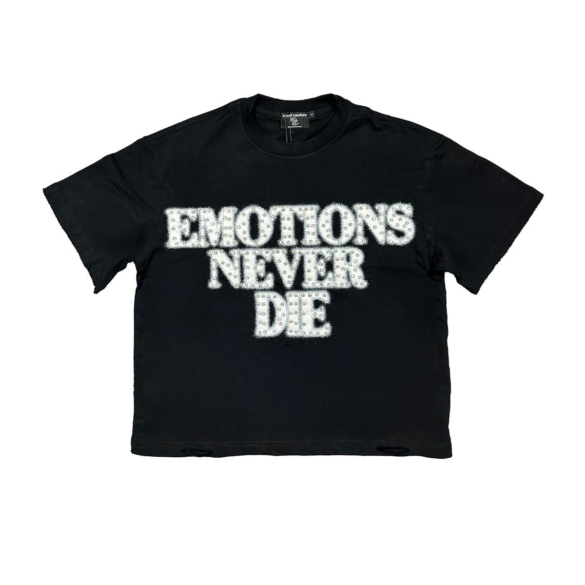 Mixed Emotion Emotions Never End Black White Rhinestone Tee 