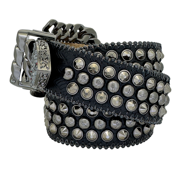 Black BB Simon Curb Chain Safa 2 Belt with Jet Hem design