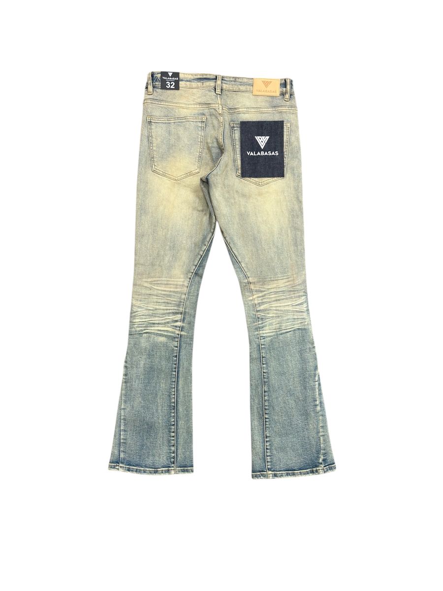 Valabasas Mr Stacked light vintage denim jeans featuring a stylish stacked silhouette and light wash finish