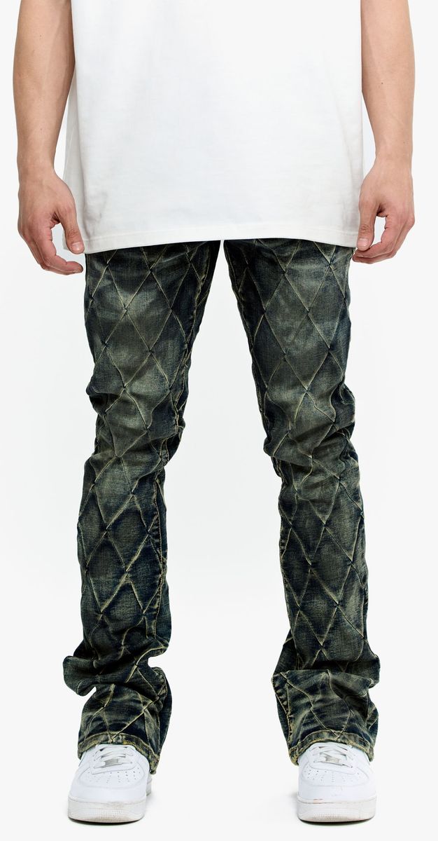 Vintage stacked denim jeans in a unique blue color from Valabasas