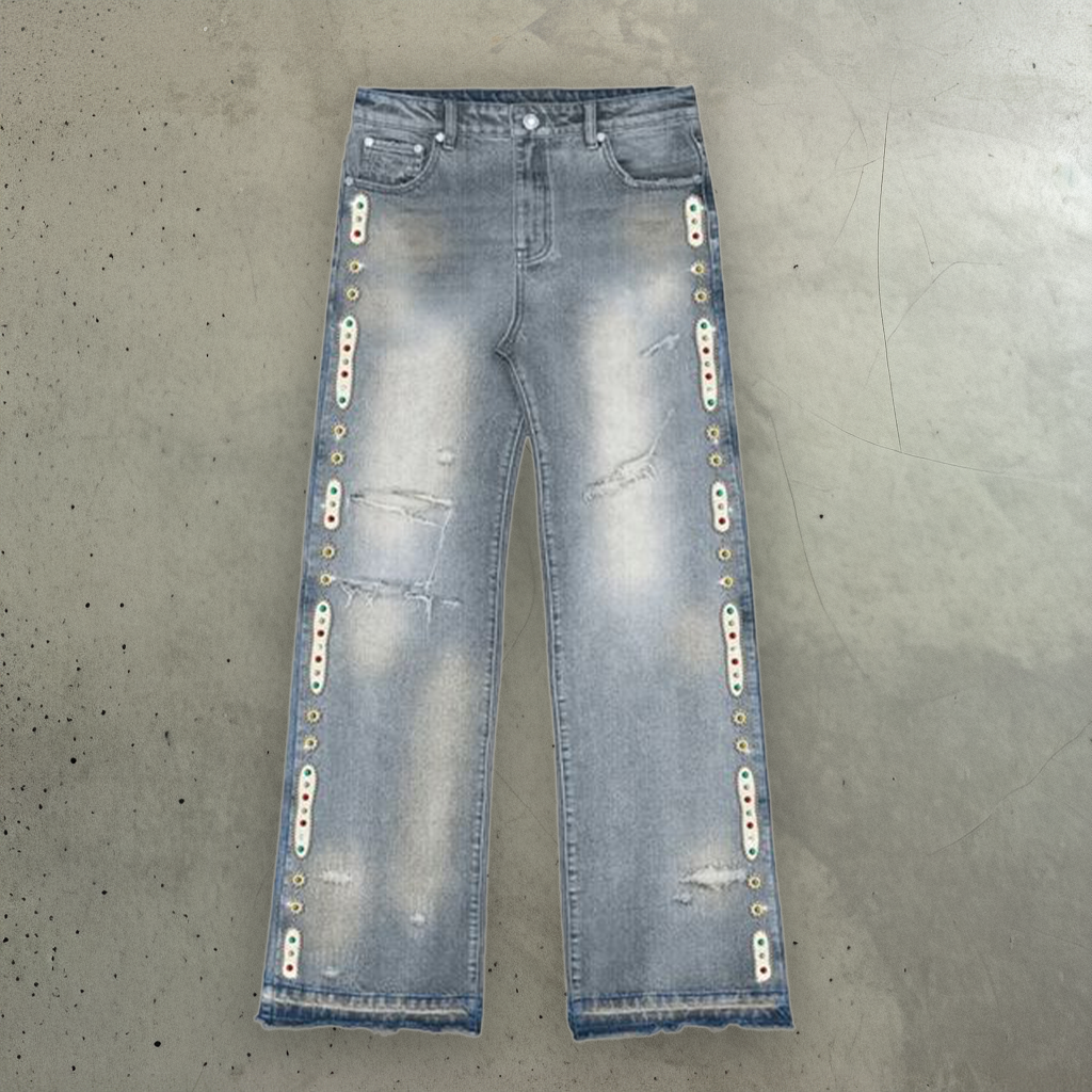 Paradise Lost "Lost Bloom" Blue Denim Jeans