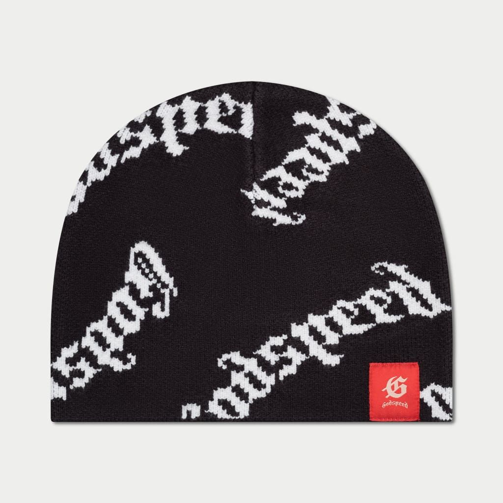 Stylish unisex beanie with Godspeed OG logo in black and white