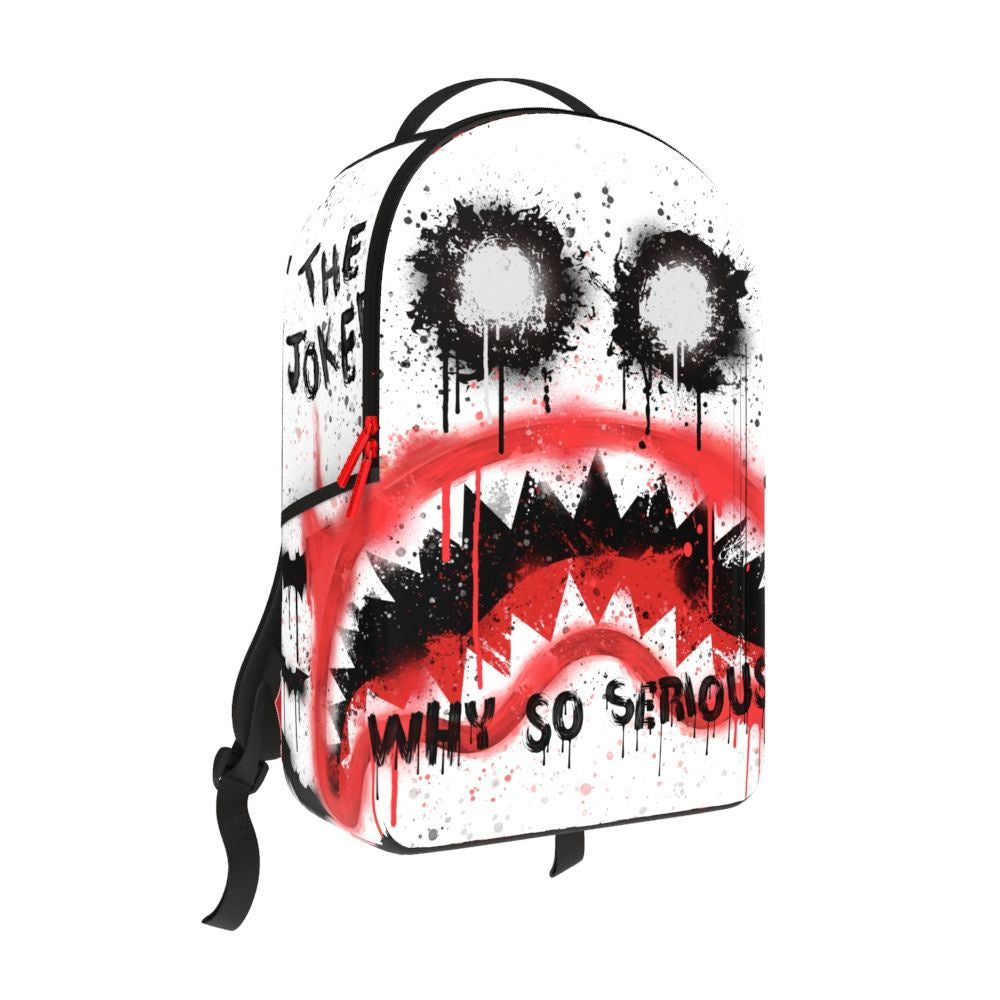 Sprayground The Joker Makeup Shark Mouth Backpack featuring bold design and recycled polyester material