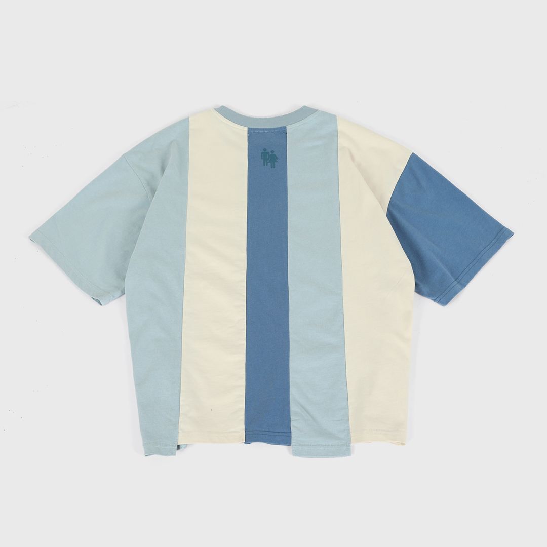Homme + Femme "Reconstructed Varsity" Tee - Blue/White