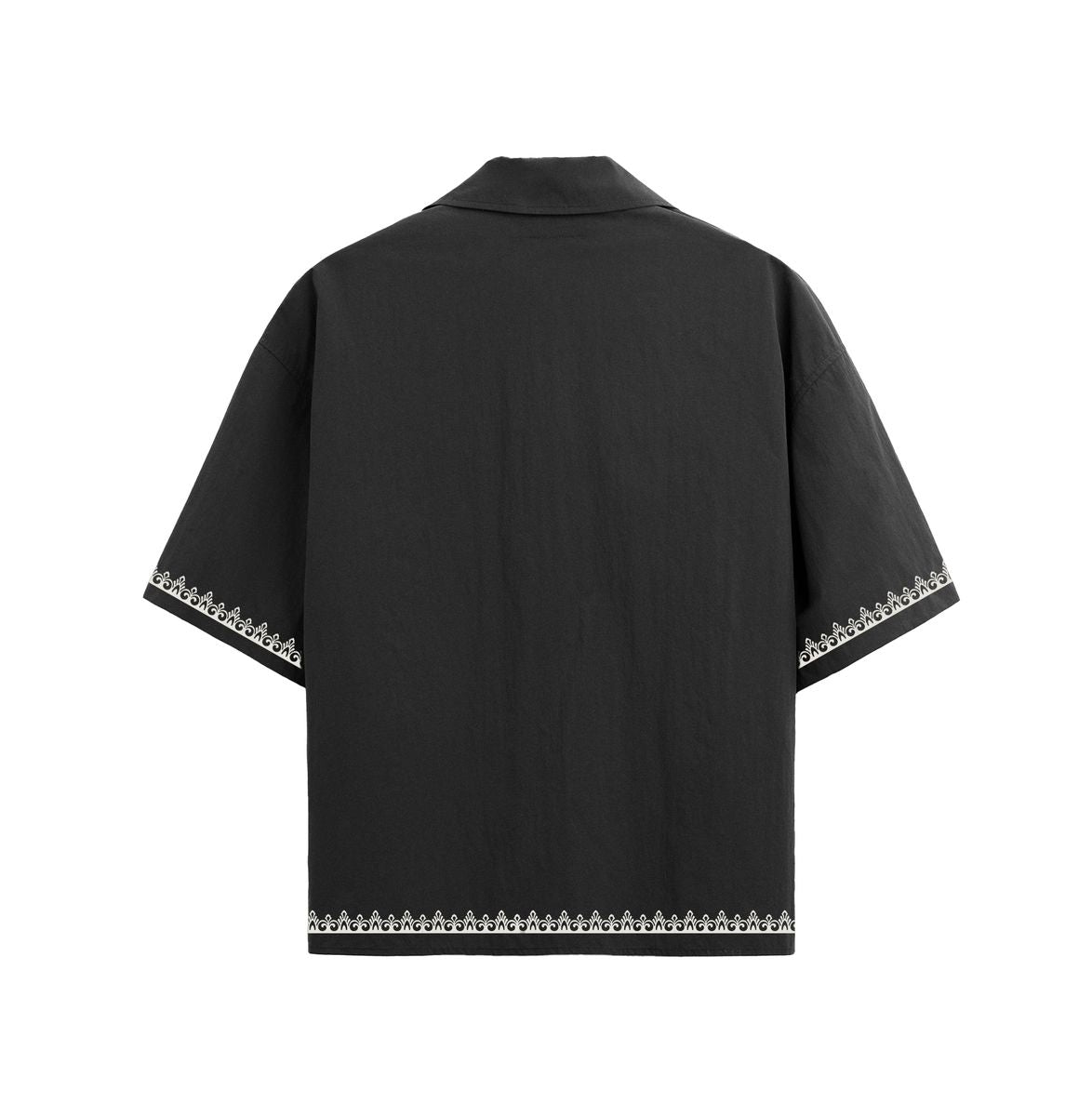 Full view of the Almost Someday Daydream black button-up shirt displaying its tailored fit and stylish collar design