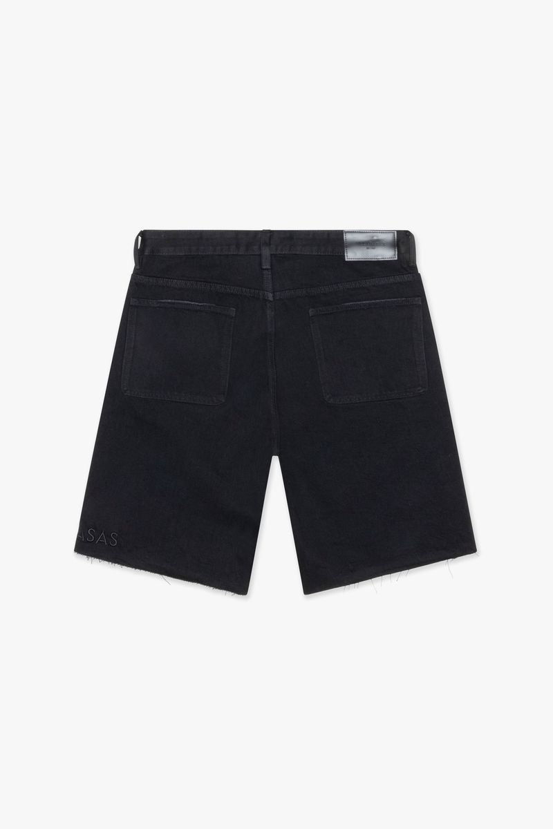 Black denim shorts with stylish fit and distressed detailing from Valabasas Mr Shorts collection