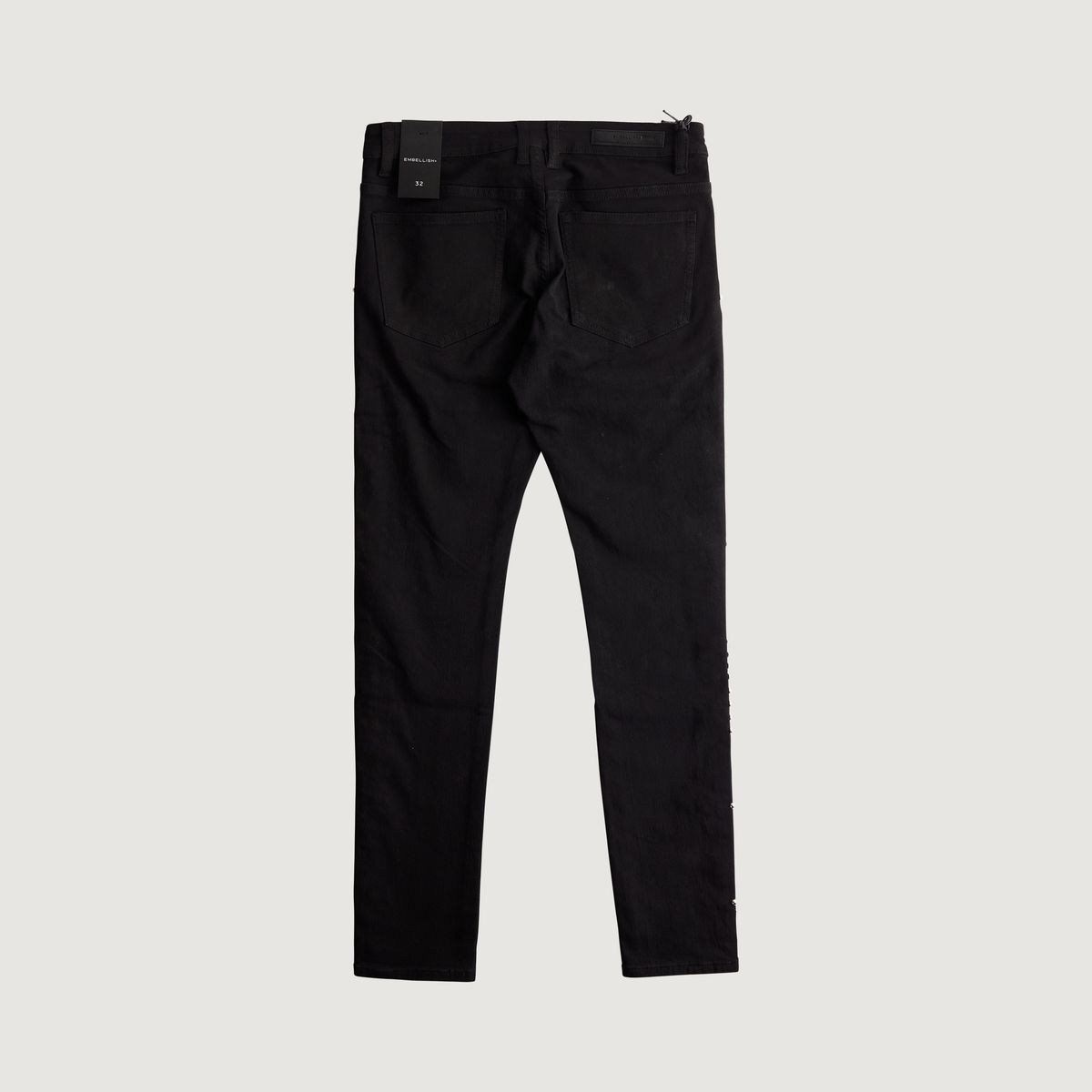 EMBHOL24-045: High-quality black skinny denim jeans with unique distressing