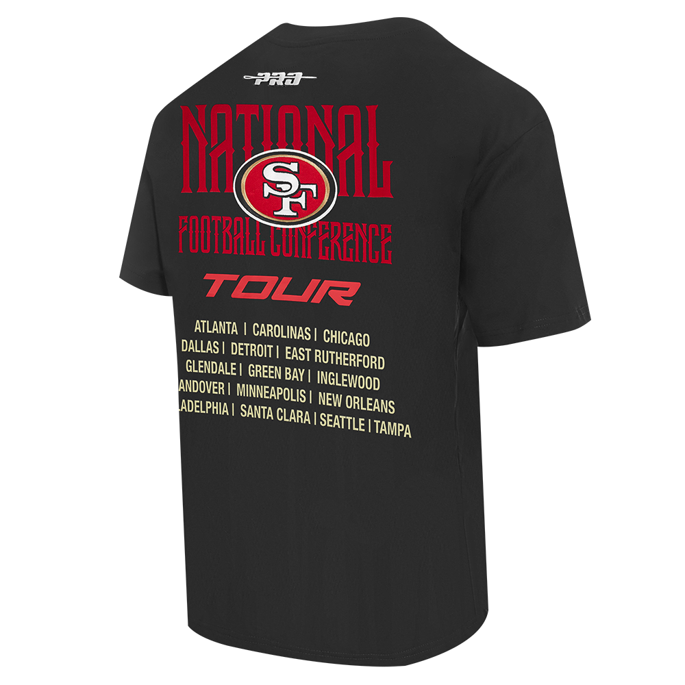 Black Pro Standard 49ers City Tour 20 tee showcasing team colors and iconic logo print