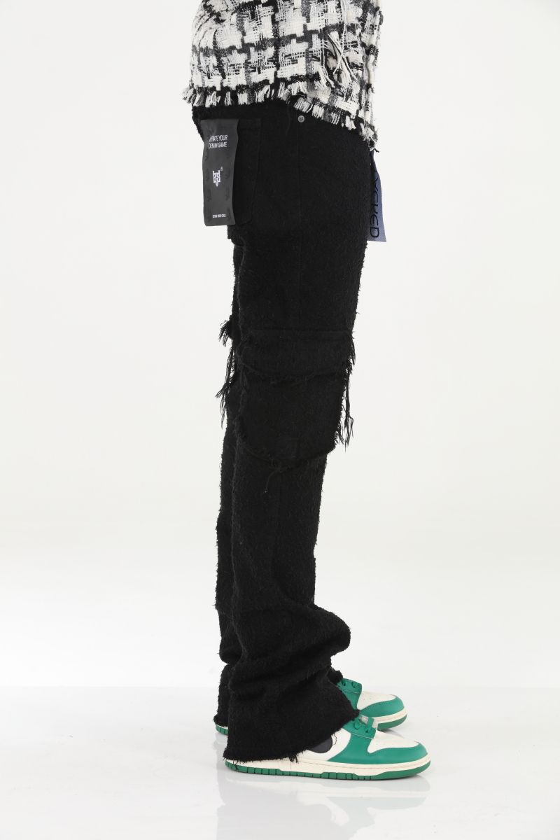 Stylo Rockstar Wool Black Stack Flare Jeans with a unique and edgy rockstar style