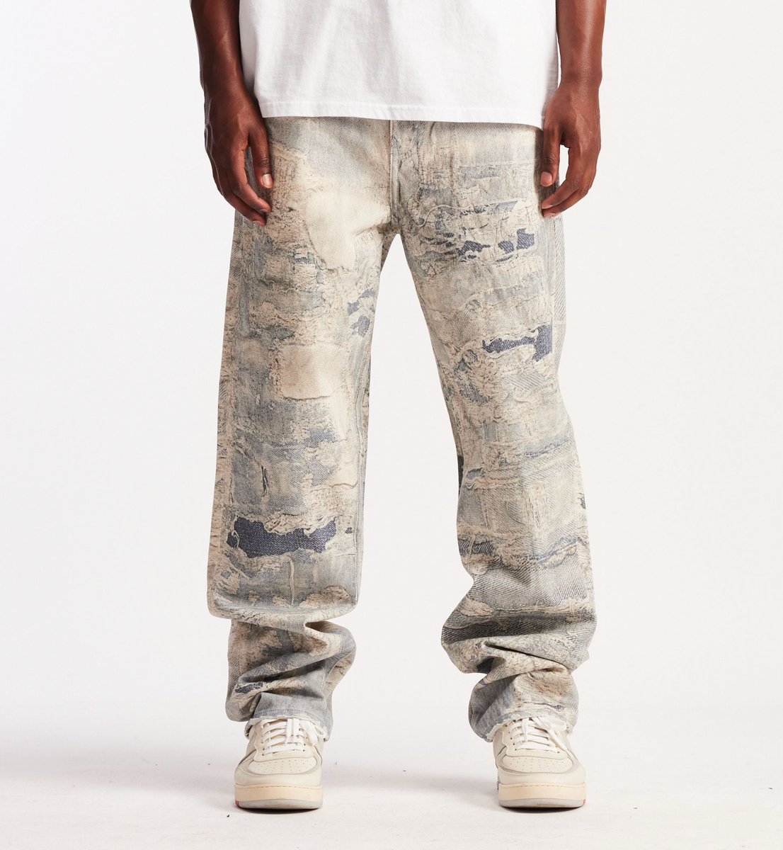 Embellish Mirage Blended Wash Denim Jeans in light blue with distressed details