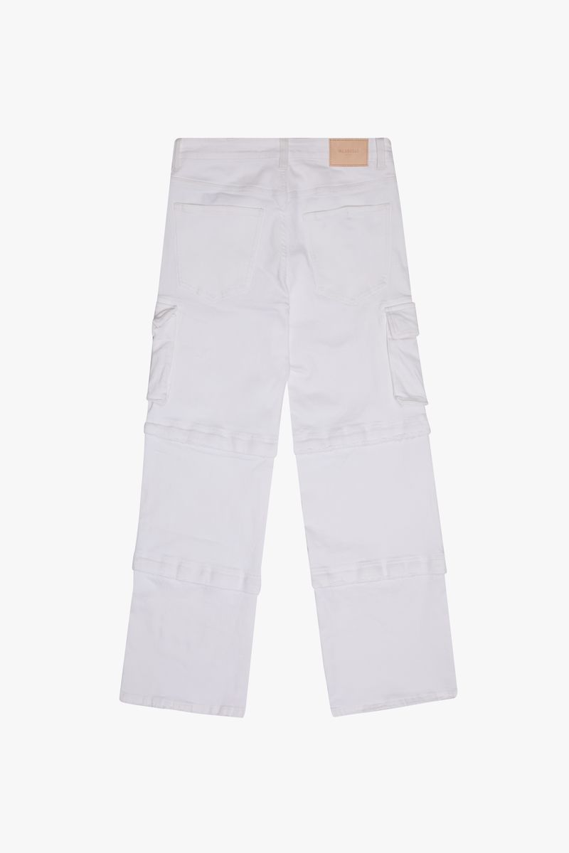 Valabasas Block Stitch White Baggy Jeans with distressed details and oversized fit