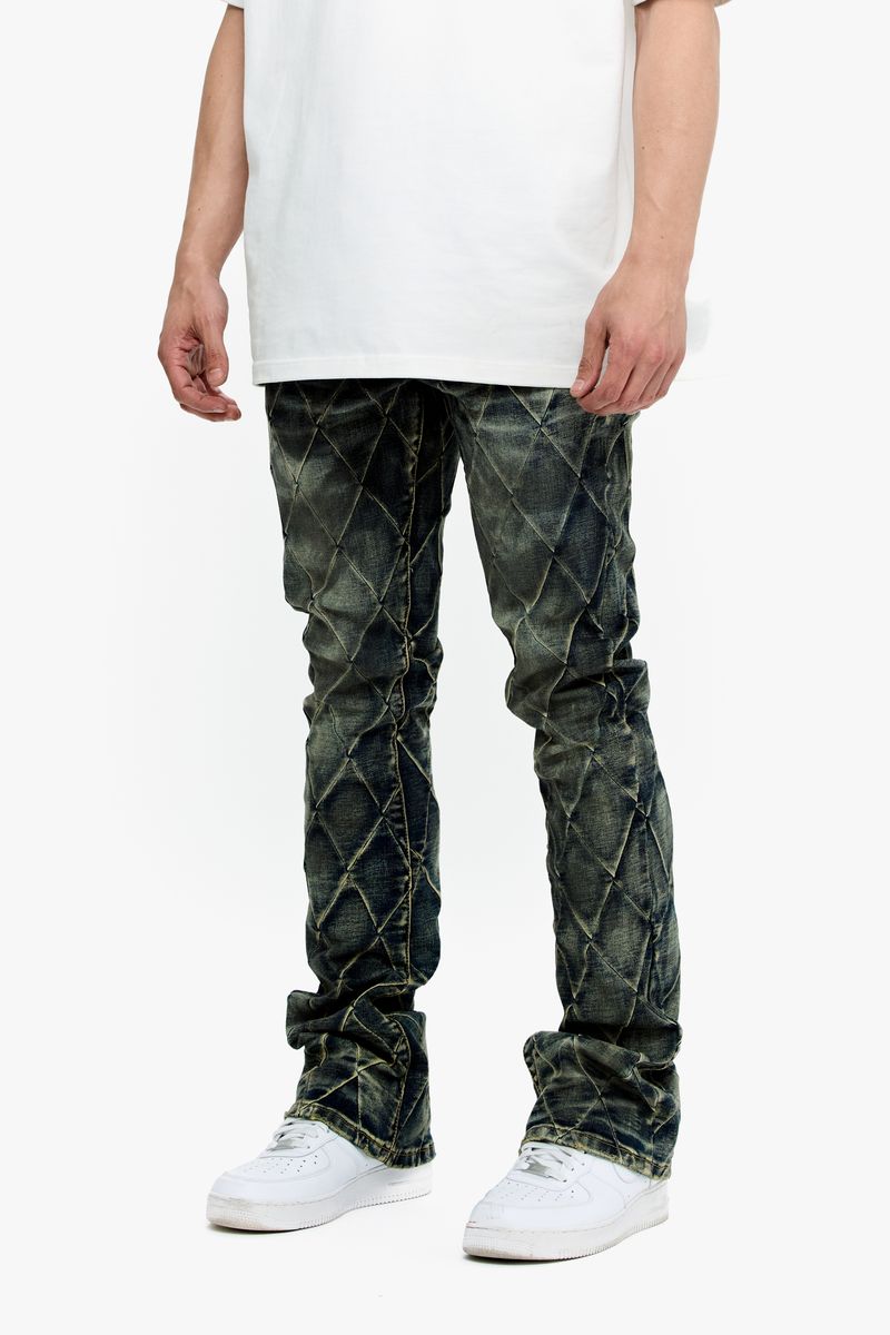 Valabasas Tire Blue Vintage Stacked Denim Jeans: Classic blue denim with vintage stacked detailing