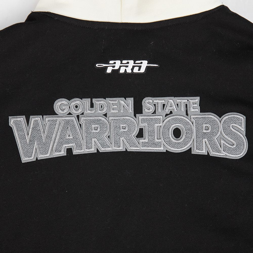 Golden State Warriors reverse hoodie in black, grey, and eggshell with team logo design