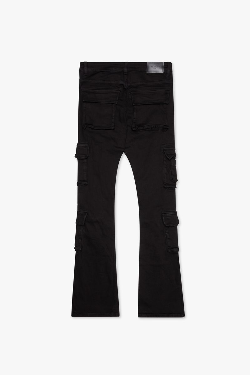 Valabasas Expanse Black Stacked Jeans - Men's slim fit denim with distressed details and stacked hem
