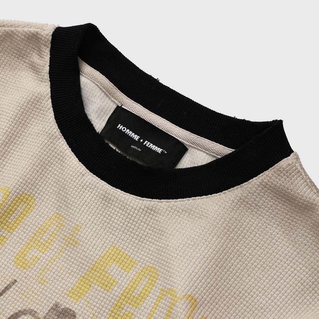 Homme + Femme "777 Maison" Thermal Long Sleeve - White/Black