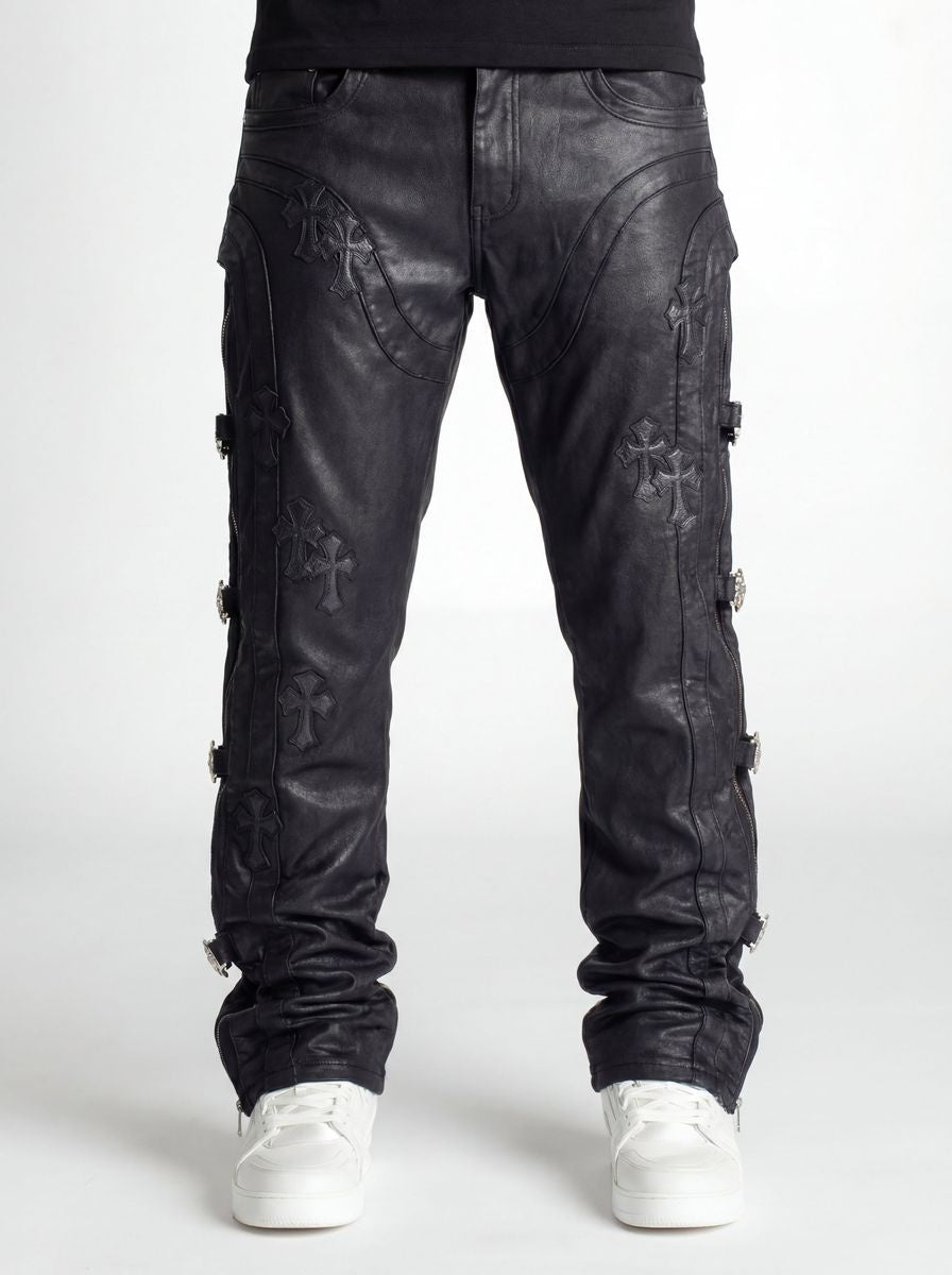 Guapi All Black Cross Straight Leg Denim Jeans