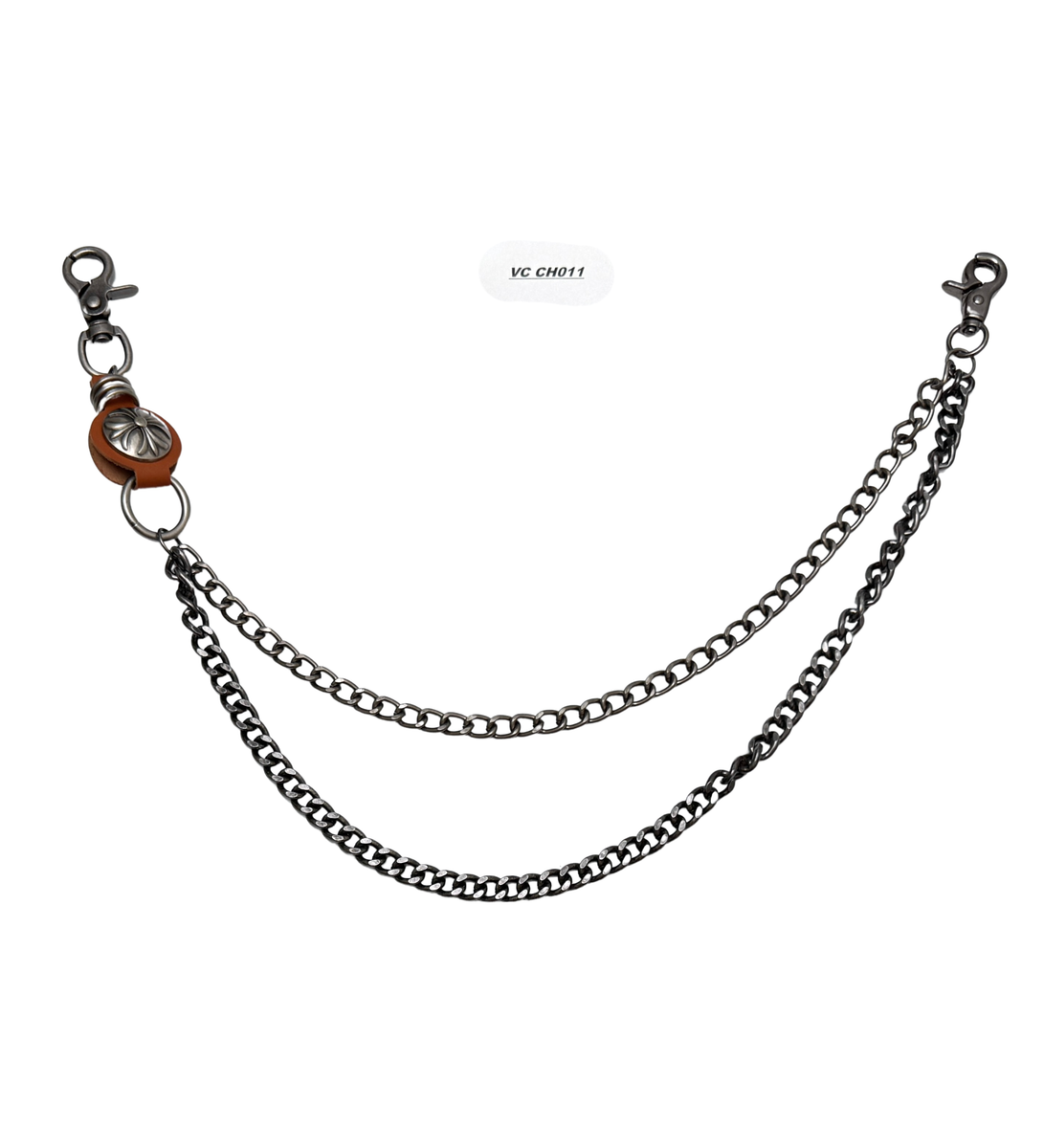 Vicious CH Cross Logo Chains for Denim with Brown Trim, style VCCH11, stylish accessory for jeans