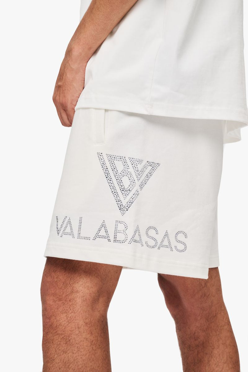 White fleece shorts from Valabasas Dunya collection, model VLBS-VSH2-1014