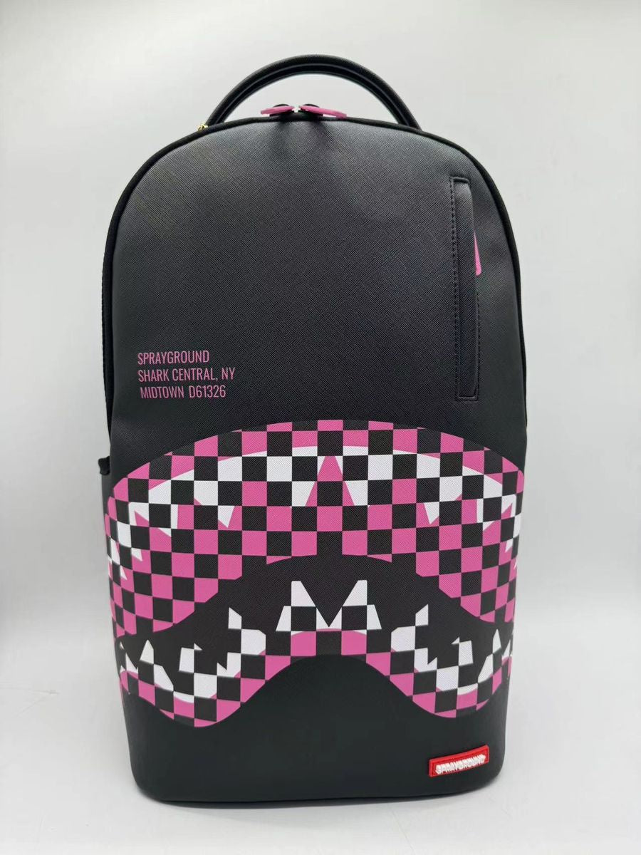 Sprayground Shark Central Breakup Check Sorbet Grey Backpack (B7635)