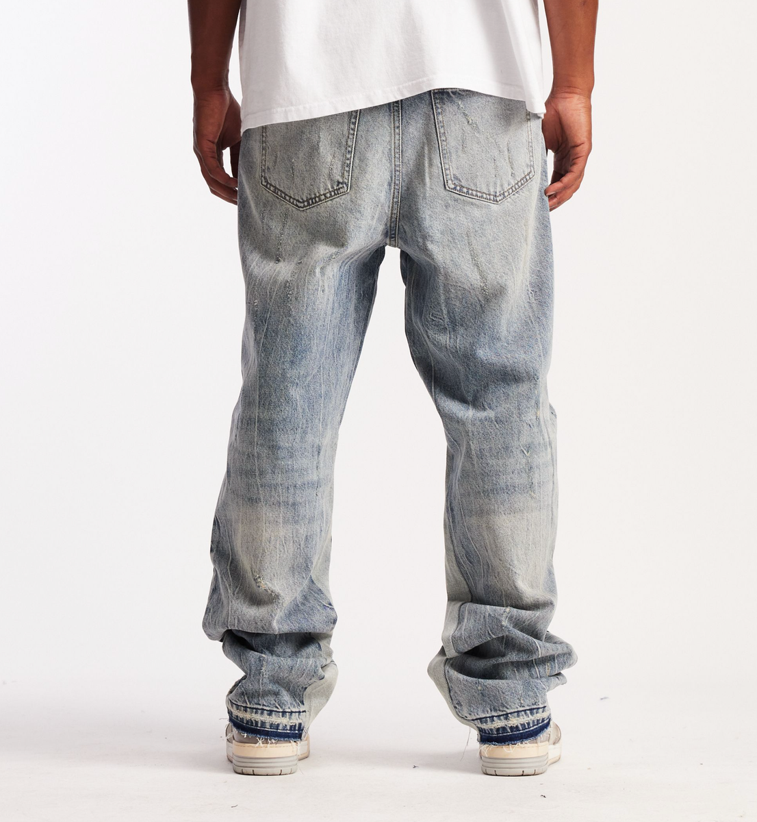 Embellish Spencer Light Bleach Denim Jeans (EMBSP25-134) with distressed details and frayed hems
