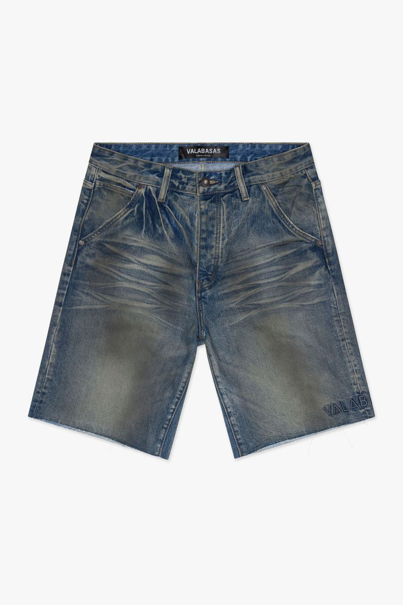 Valabasas Mr Shorts Dirty Vintage Blue Denim Shorts VLBS-VSH2-1004