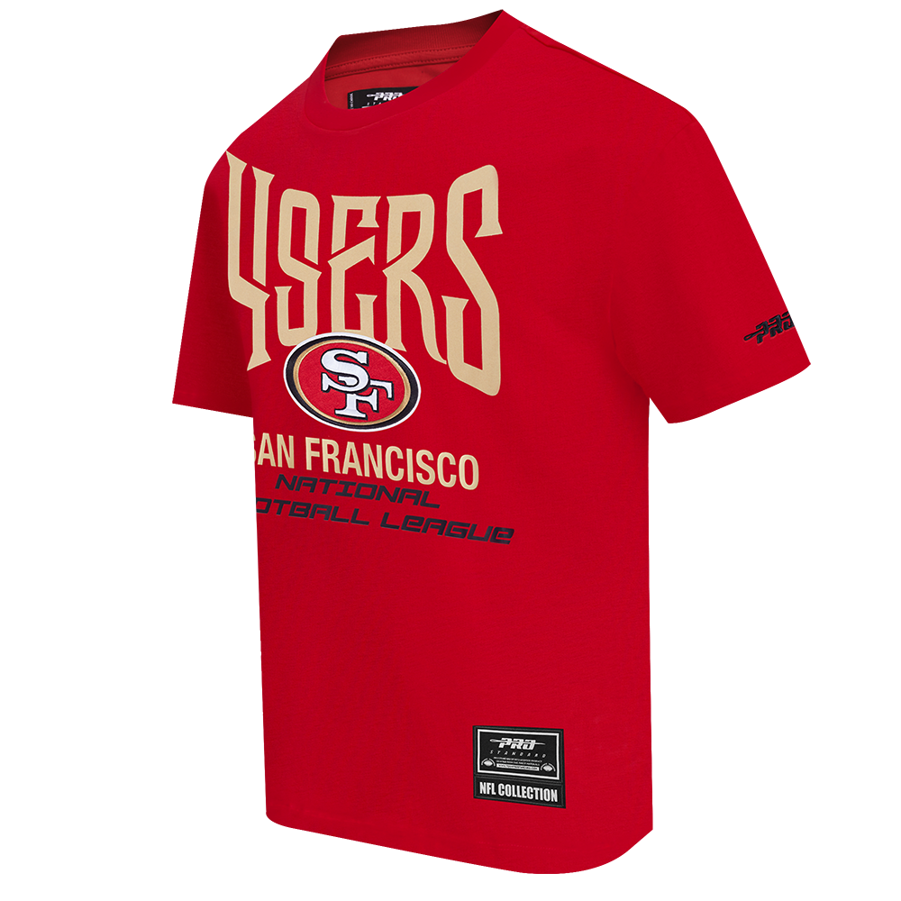 Front view of the San Francisco 49ers City Tour 20 Tee highlighting the detailed team logo and lettering