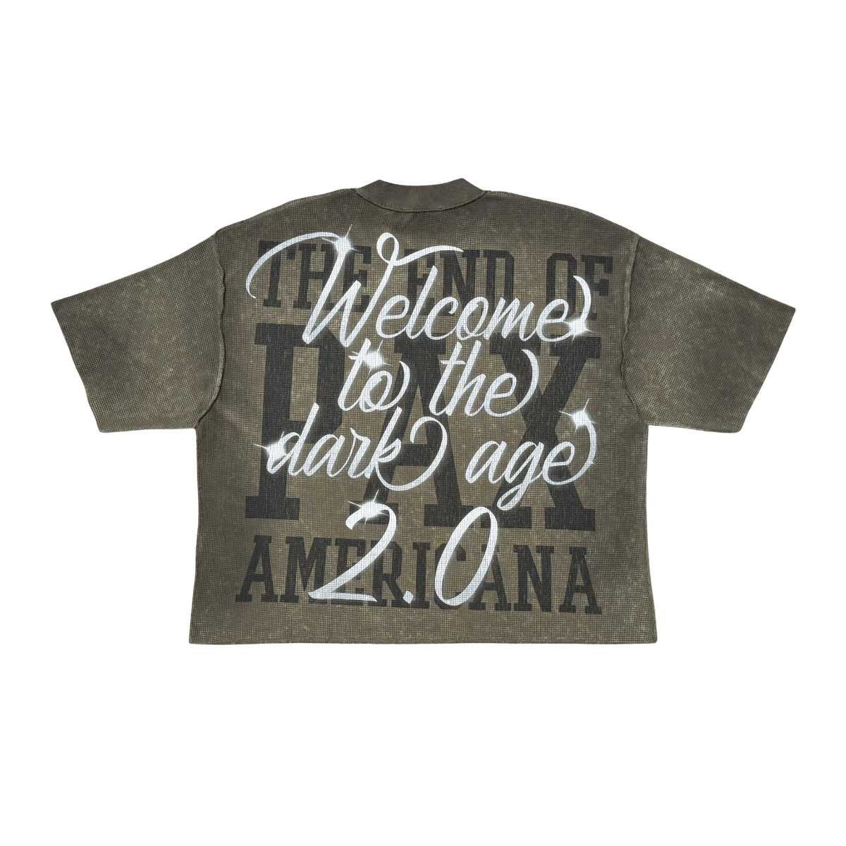 Rare Peace "America First Sword" Rhinestone Olive Tee