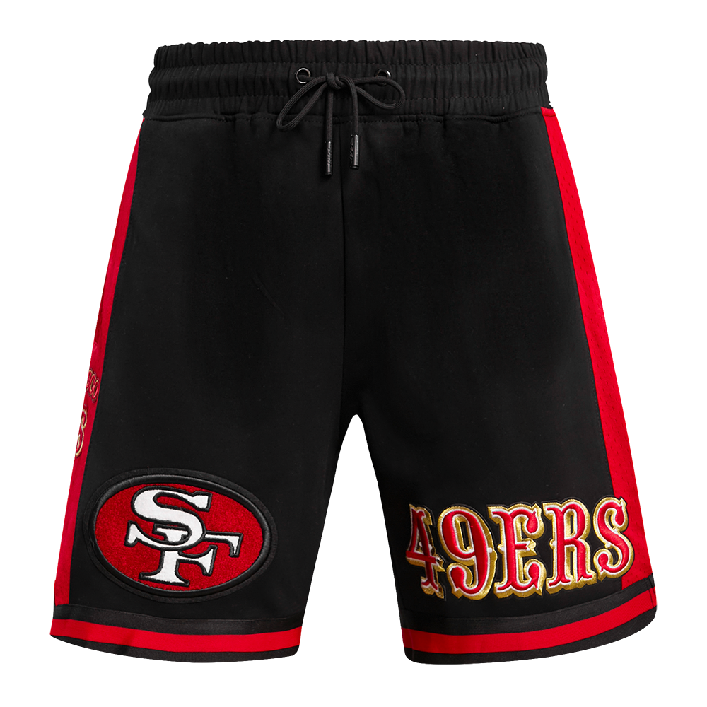 Pro Standard San Francisco 49ers Retro Classic DK 20 Short - Black/Red (FS4343594-BRK) front view, black and red with team logo on the side