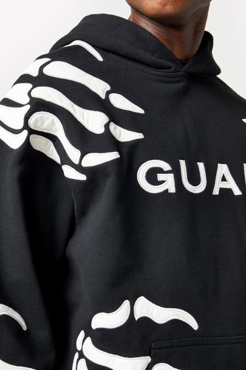 Guapi Obsidian Black Hell Dragger Hoodie - Men's Gothic Style Pullover with Skull Design