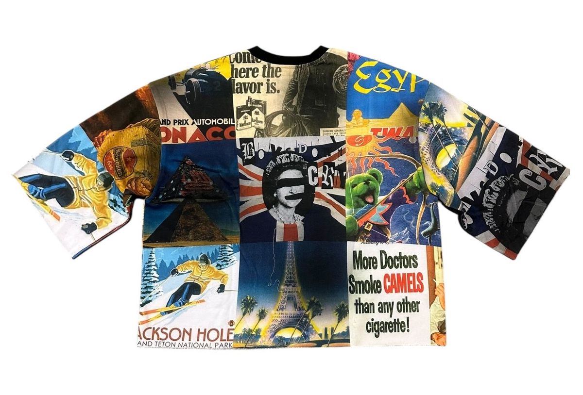 Close-up of the Syndicate Nostalgic Crop Tee showcasing its unique logo and fabric texture