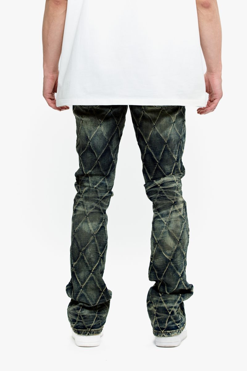 Valabasas Tire Blue Vintage Stacked Denim Jeans - Men's Fashion Trend