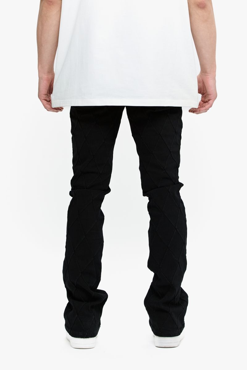 Valabasas Tire Jet Black Stacked Denim Jeans with belt and accessories